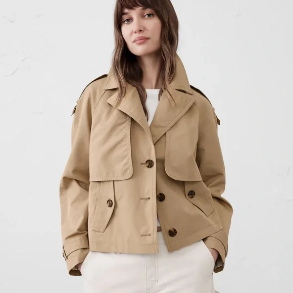 NWT Cropped Trench Jacket - Picture 7 of 9